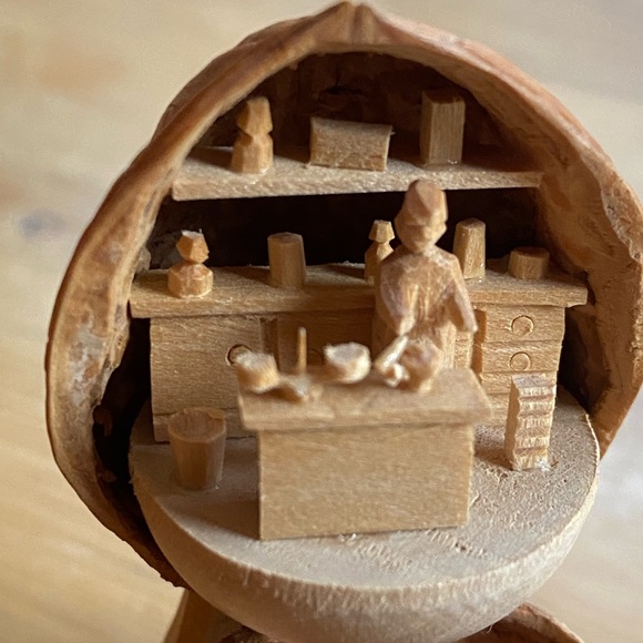 Intricate German Woodcarving in a Walnut Shell - Apothecary - Picture 5 of 7